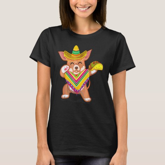 Mexican Dabbing Chihuahua Cinco De Mayo Poncho Som T-shirt (Voorkant)