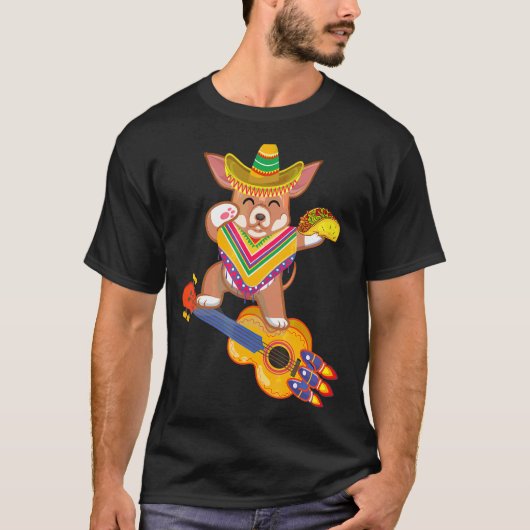 Mexican Dabbing Chihuahua Cinco De Mayo Poncho Som T-shirt (Voorkant)