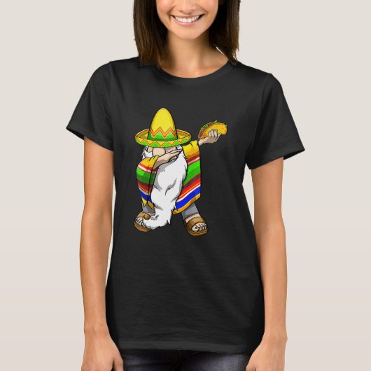 Mexican Dabbing Gnome Cinco De Mayo Poncho Sombrer T-shirt (Voorkant)
