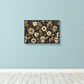 Mexican dead and floral black art canvas afdruk (Insitu (Houten vloer))