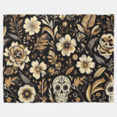 Mexican dead and floral black art Poker Fleece Deken (Voorkant (Horizontaal))
