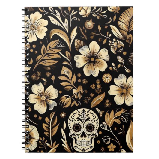 Mexican dead and floral black art Poker Notitieboek (Voorkant)