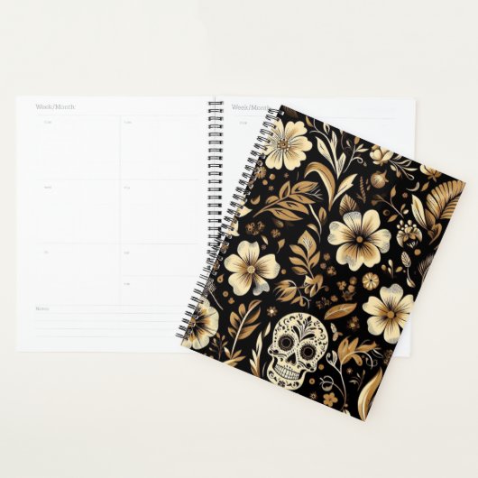 Mexican dead and floral black art Poker Planner (Display)