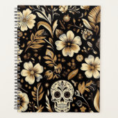 Mexican dead and floral black art Poker Planner (Voorkant)