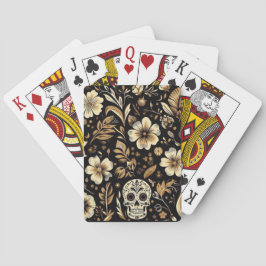 Mexican dead and floral black art Poker Pokerkaarten