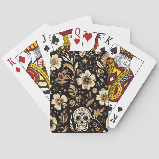 Mexican dead and floral black art Poker Pokerkaarten (Achterkant)
