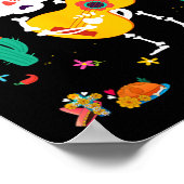 Mexican Dia de los Muertos Skeletons Dancing Kinde Poster (Hoek)