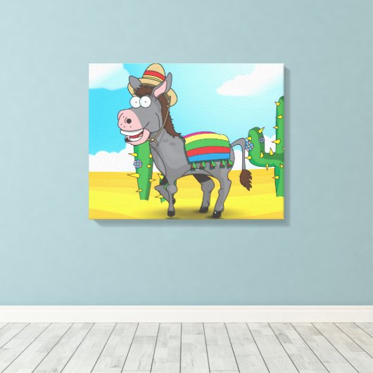 Mexican Donkey Canvas Afdruk (Insitu (Houten vloer))