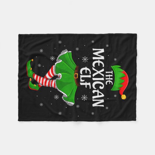 Mexican Elf Christmas Family Girls Women Elf Squad Fleece Deken (Voorkant (Horizontaal))