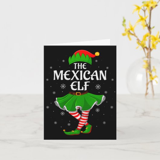 Mexican Elf Christmas Family Girls Women Elf Squad Kaart (Gele Bloem)
