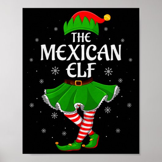 Mexican Elf Christmas Family Girls Women Elf Squad Poster (Voorkant)