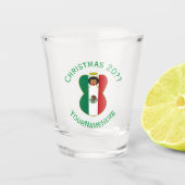 Mexican Engel Kerstvlag Gepersonaliseerd  Shot Glas (Voorkant)