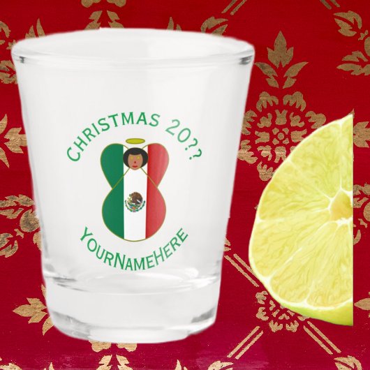 Mexican Engel Kerstvlag Gepersonaliseerd  Shot Glas