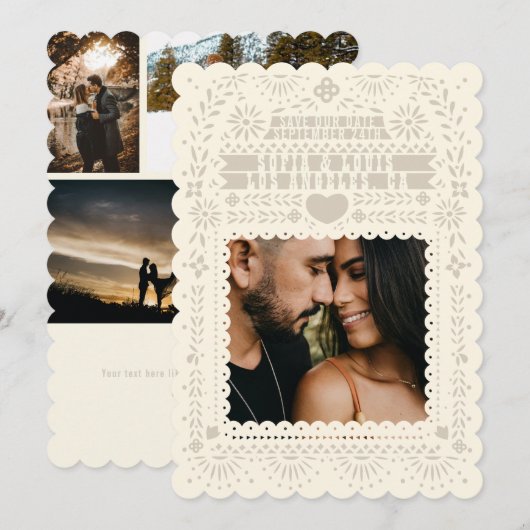 Mexican Fantail Doves Papel Picado Collage Kaart (Voorkant / Achterkant)