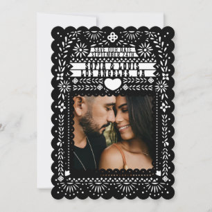 Mexican Fantail Doves Papel Picado Save the Date Kaart