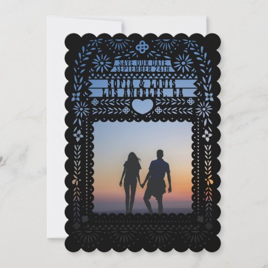 Mexican Fantail Doves Papel Picado Save the Date Kaart (Voorkant)
