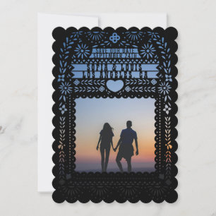 Mexican Fantail Doves Papel Picado Save the Date Kaart