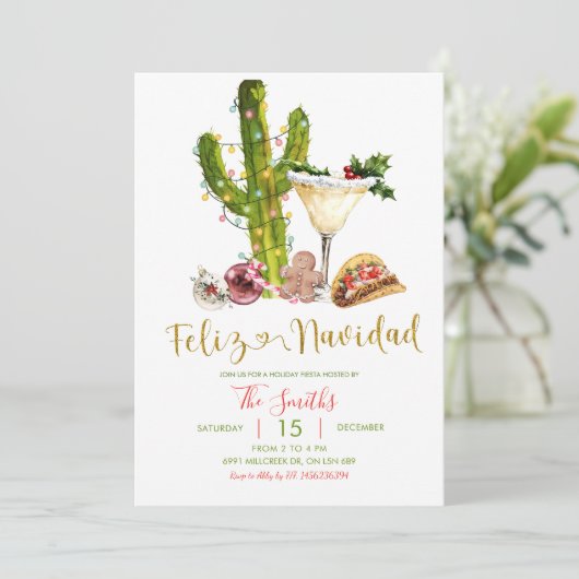 Mexican Feliz Navidad Christmas Party Kaart (Staand voorkant)