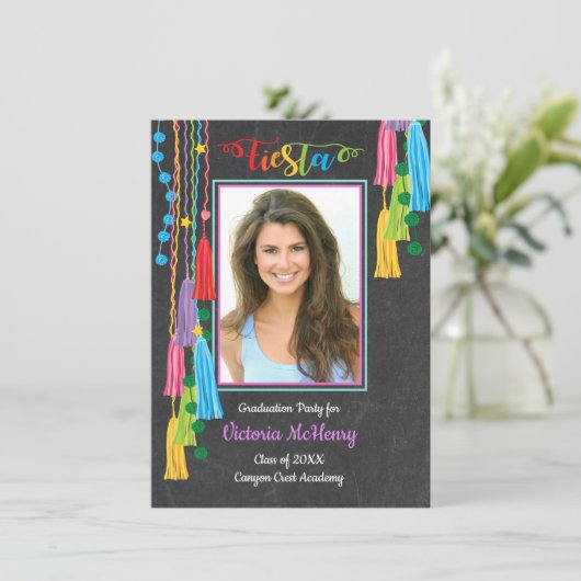 Mexican Fiesta Afstuderen Foto uitnodiging (Staand voorkant)