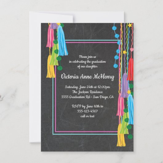 Mexican Fiesta Afstuderen Foto uitnodiging (Achterkant)