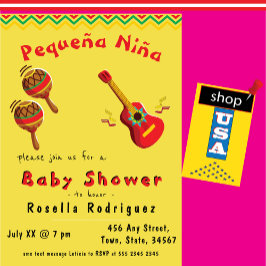 Mexican Fiesta Baby en mam Baby shower Invitation Kaart