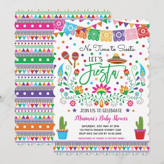 Mexican Fiesta Baby shower Cactus Invitation Kaart (Voorkant / Achterkant)