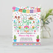 Mexican Fiesta Baby shower Cactus Invitation Kaart (Staand voorkant)