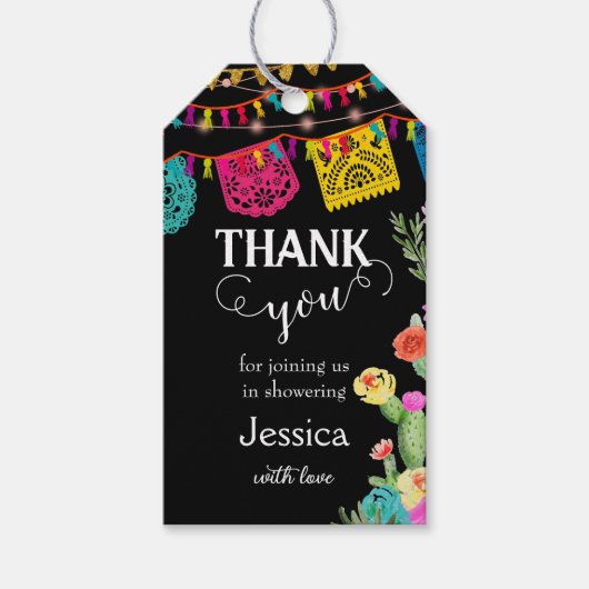 Mexican Fiesta baby shower dank u Gift Label Cadeaulabel (Voorkant)