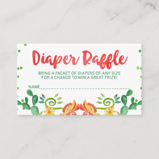 Mexican Fiesta Baby shower Diaper Raffle Informatiekaartje (Voorkant)