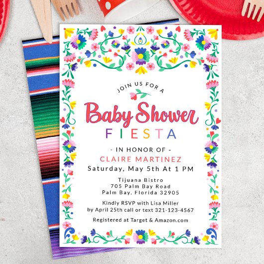 Mexican Fiesta Baby shower Invitation – kleurrijke Kaart