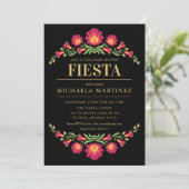 Mexican Fiesta Baby shower Invitation, Red Floral Kaart (Staand voorkant)