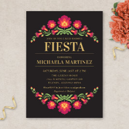 Mexican Fiesta Baby shower Invitation, Red Floral Kaart