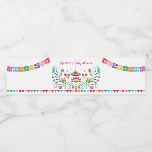 Mexican Fiesta Baby shower Verjaardagsfeestgunsten Waterfles Etiket (Enkel label)