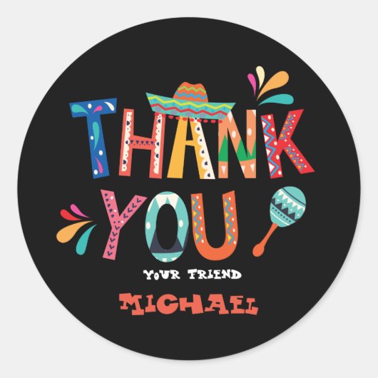 Mexican FIesta Bedankt stickers (Voorkant)