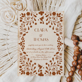 Mexican Fiesta Beige Terracotta Wedding Invitation Kaart