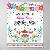 Mexican Fiesta Birthday Cactus Welcome Poster (Voorkant)