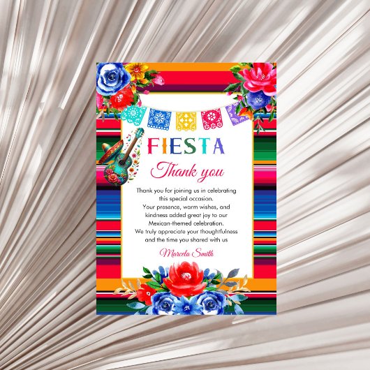 Mexican Fiesta Birthday Flat Thank You Card Bedankkaart
