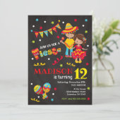 Mexican Fiesta Birthday Invitation Chalkboard ALL Kaart (Staand voorkant)
