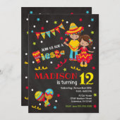 Mexican Fiesta Birthday Invitation Chalkboard ALL Kaart (Voorkant / Achterkant)