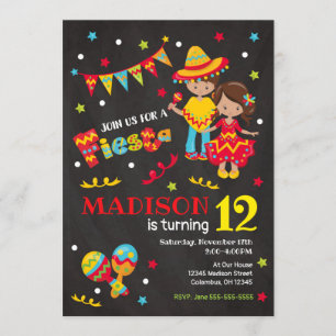 Mexican Fiesta Birthday Invitation Chalkboard ALL Kaart