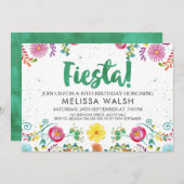 Mexican Fiesta Birthday Invitation Kaart (Voorkant / Achterkant)