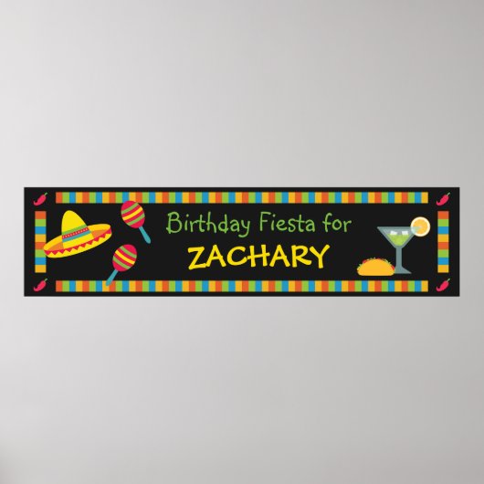 Mexican Fiesta Birthday Party Banner Poster (Voorkant)