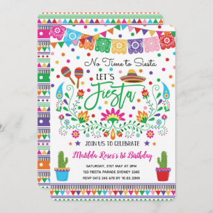 Mexican Fiesta Birthday Party Cactus Invitation Kaart