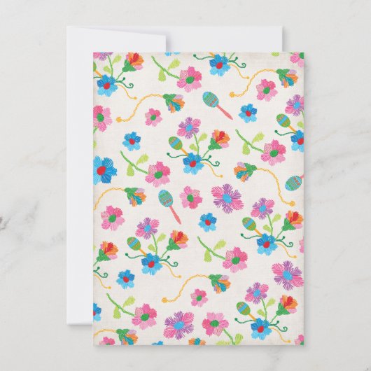 Mexican Fiesta Birthday Party met borduurwerk Kaart (Achterkant)