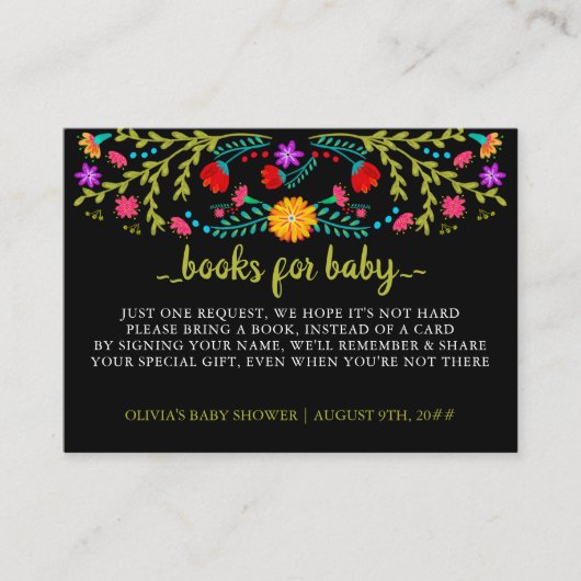 Mexican Fiesta Bloemenboek Aanvraag Baby shower Informatiekaartje (Voorkant)
