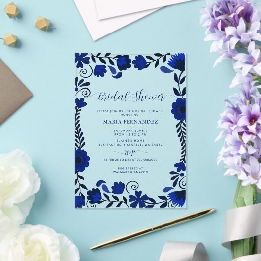 Mexican Fiesta Blue Talavera Vrijgezellenfeest Acryl Uitnodigingen (Insitu (Huwelijk))