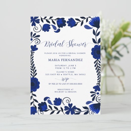 Mexican Fiesta Blue Talavera Vrijgezellenfeest Kaart (Staand voorkant)