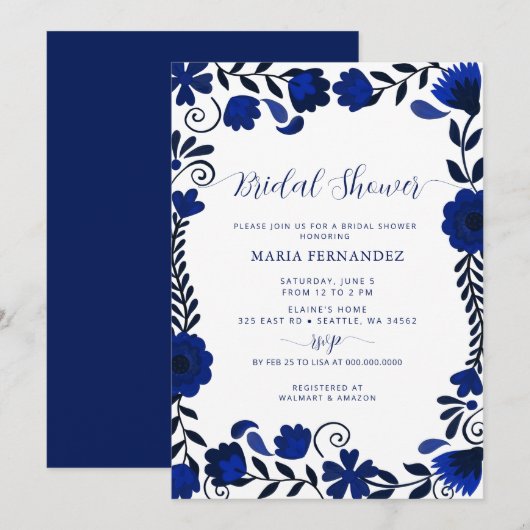 Mexican Fiesta Blue Talavera Vrijgezellenfeest Kaart (Voorkant / Achterkant)