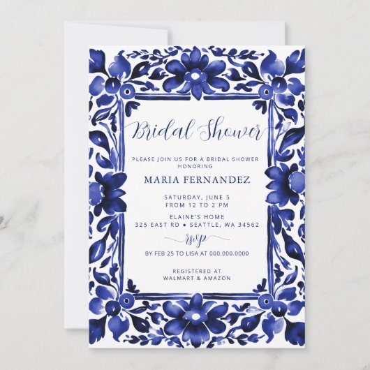 Mexican Fiesta Blue Talavera Vrijgezellenfeest Kaart (Voorkant)