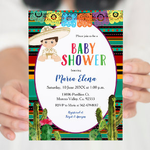 Mexican Fiesta Boy Baby shower Kaart